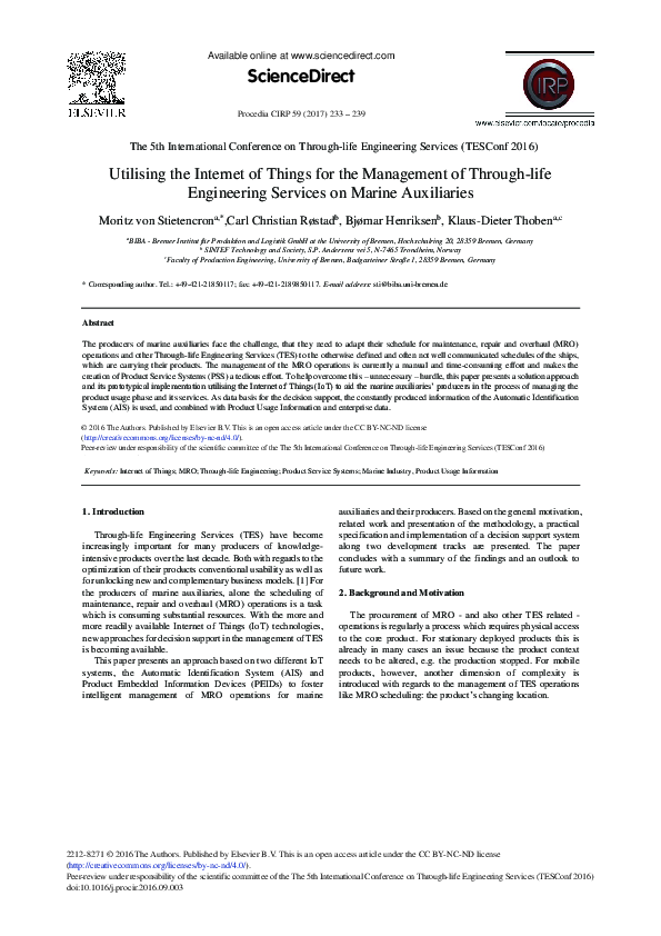 (PDF) Utilising the Internet of Things for the Management of Through ...