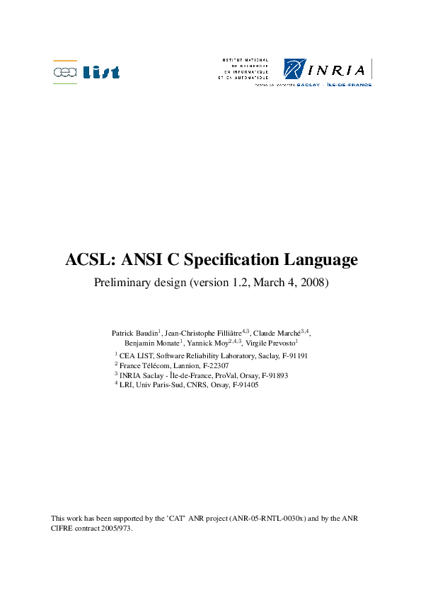 (PDF) ANSI C Specification Language