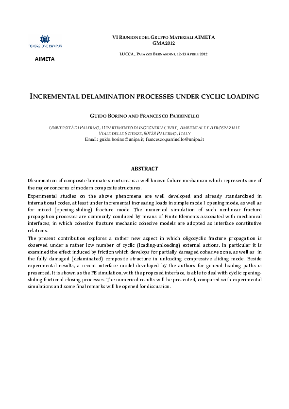 (PDF) Incremental Delamination Processes under Cyclic Loading