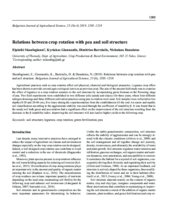 (PDF) Relations between crop rotation with pea and soil structure