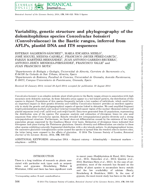 (PDF) Variability, genetic structure and phylogeography of the ...