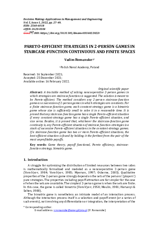 (PDF) Pareto-efficient strategies in 2-person games in staircase ...