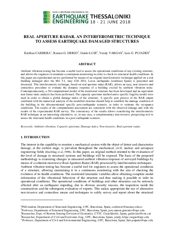 (PDF) Real Aperture Radar. An Interferometric Technique to Assess ...
