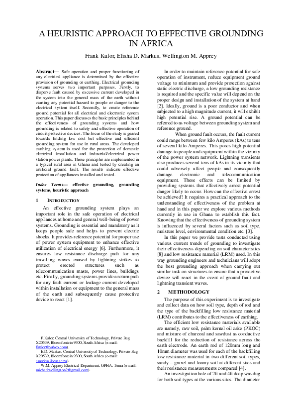 (PDF) A Heuristic Approach To Effective Grounding in Africa