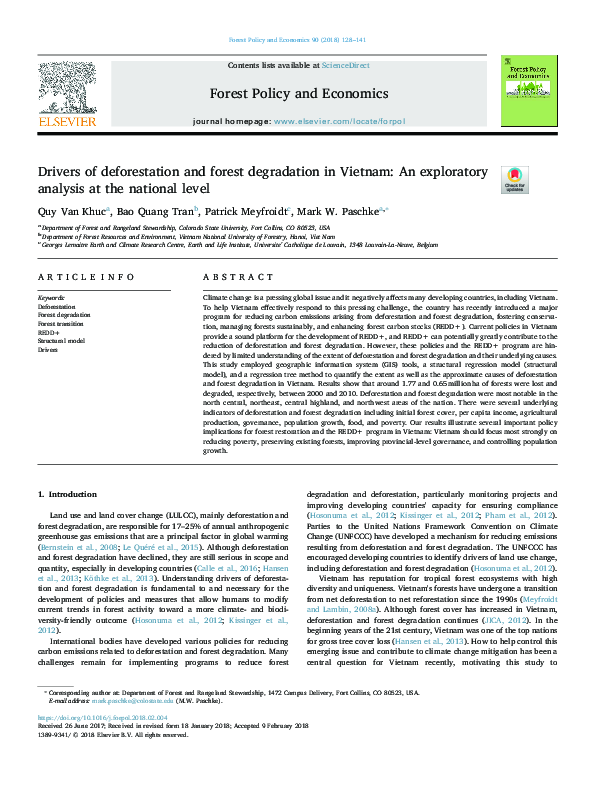 (PDF) Drivers of deforestation and forest degradation in Vietnam: An ...