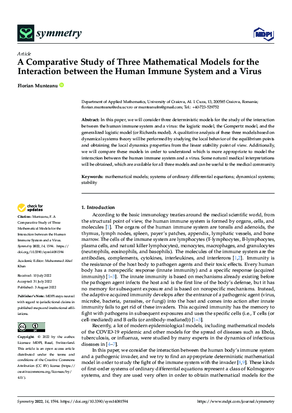 (PDF) A Comparative Study of Three Mathematical Models for the ...