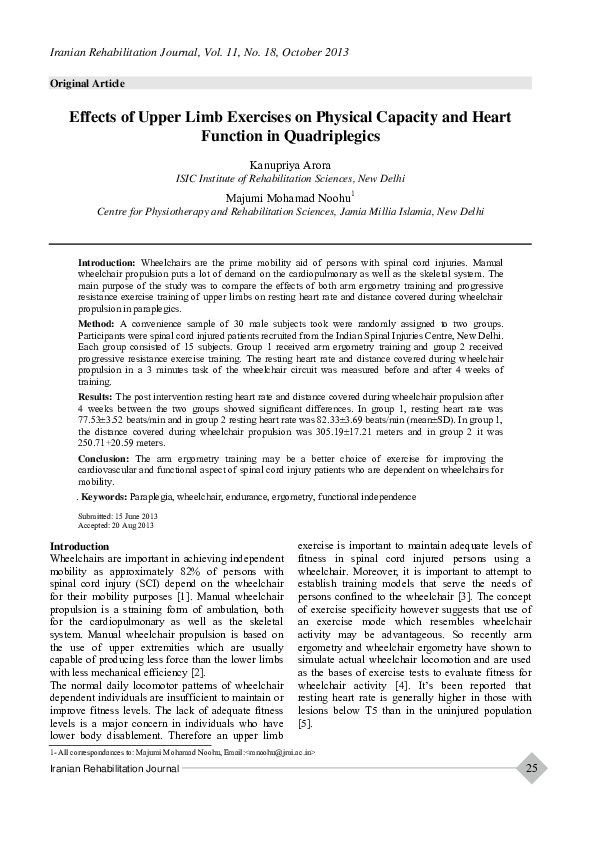(PDF) Effects of Upper Limb Exercises on Physical Capacity and Heart ...