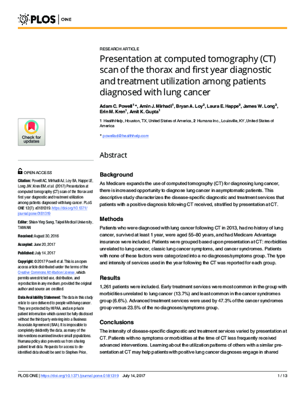 (PDF) Presentation at computed tomography (CT) scan of the thorax and ...