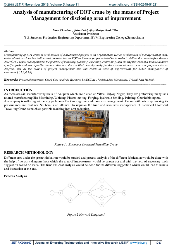 (PDF) Analysis of manufacturing of EOT crane by the means of Project ...