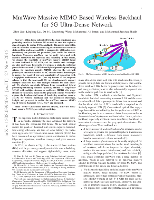 (PDF) MmWave massive-MIMO-based wireless backhaul for the 5G ultra ...