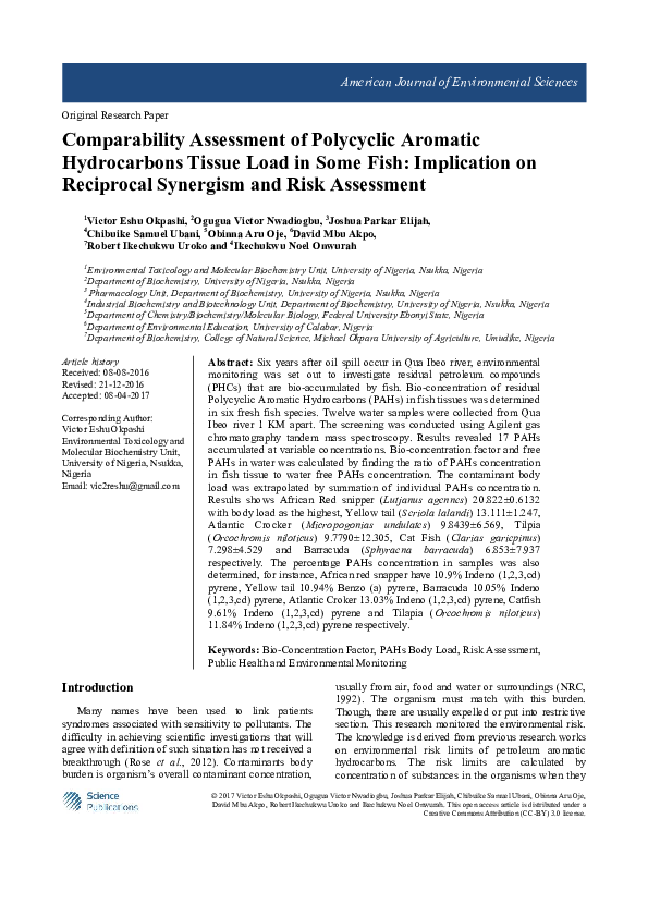 (PDF) Comparability Assessment of Polycyclic Aromatic Hydrocarbons ...