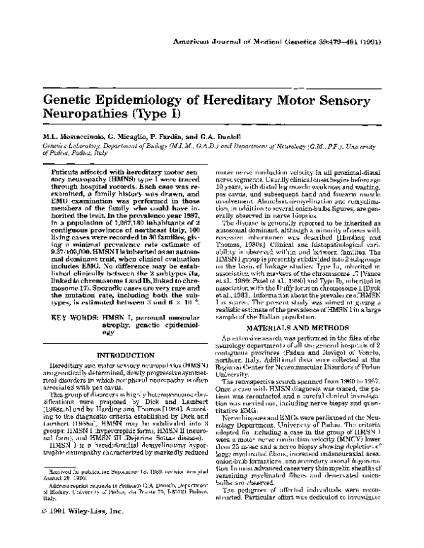 (PDF) epidemiology of hereditary motor sensory neuropathies
