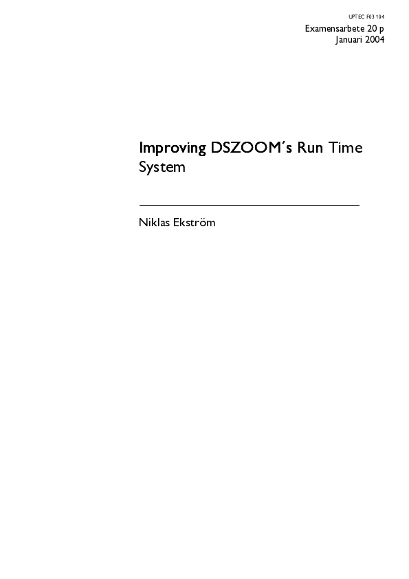 (PDF) Improving DSZOOM's Run Time System