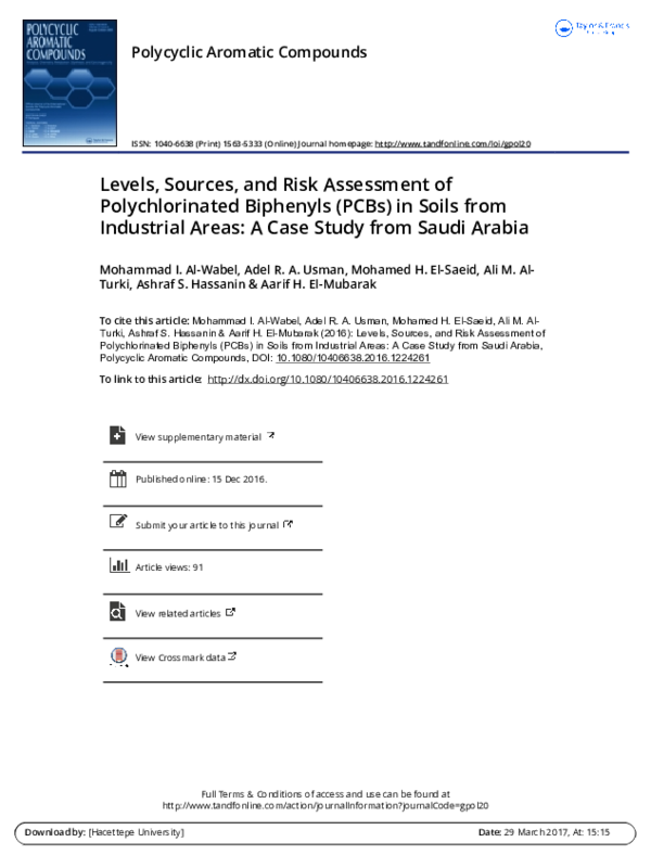(PDF) Levels, Sources, and Risk Assessment of Polychlorinated Biphenyls ...