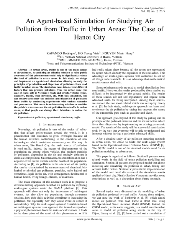 (PDF) An Agent-based Simulation for Studying Air Pollution from Traffic ...