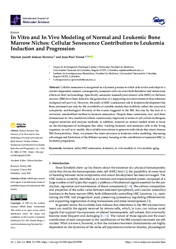 (PDF) In Vitro and In Vivo Modeling of Normal and Leukemic Bone Marrow ...