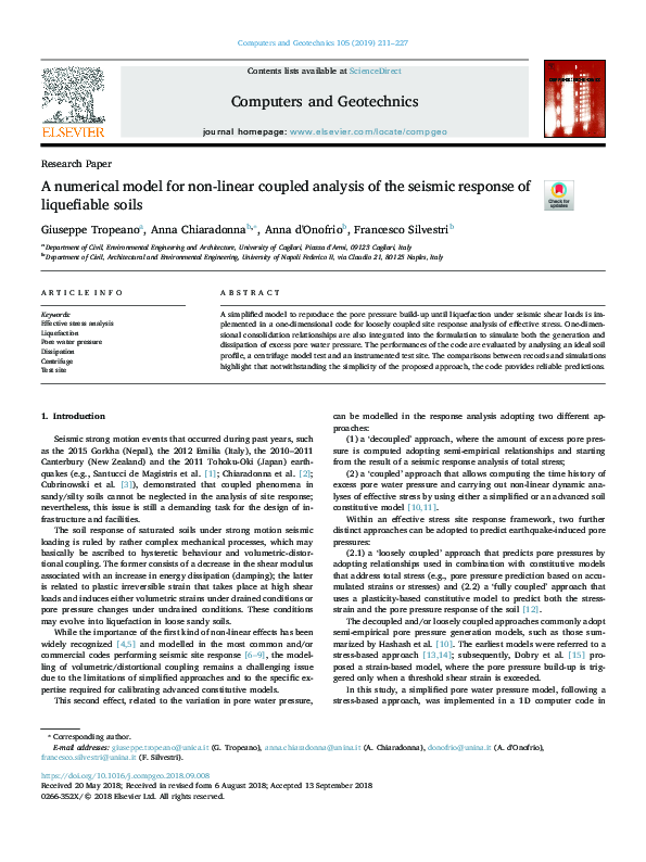 (PDF) A numerical model for non-linear coupled analysis of the seismic ...