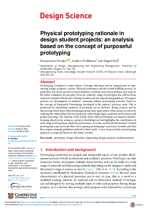 (PDF) Physical prototyping rationale in design student projects: an ...