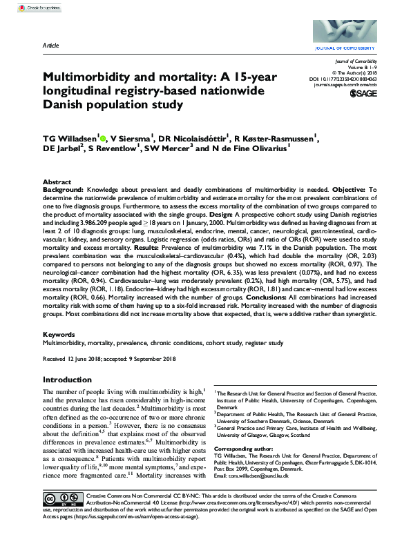 (PDF) Multimorbidity and mortality