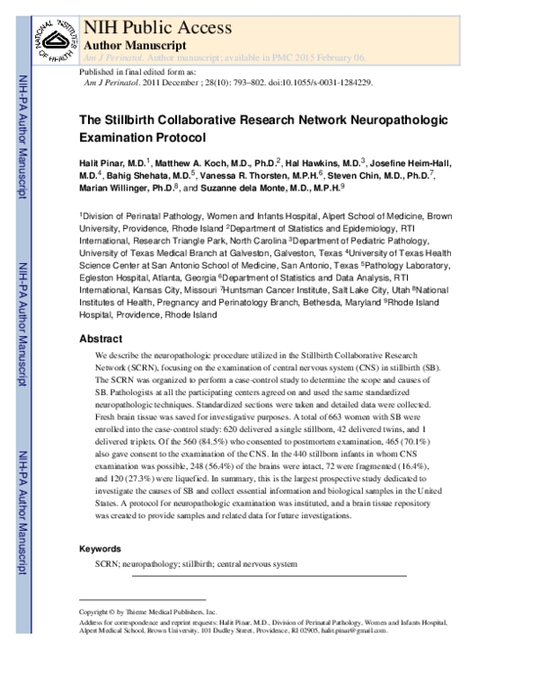 (PDF) The Stillbirth Collaborative Research Network Neuropathologic ...