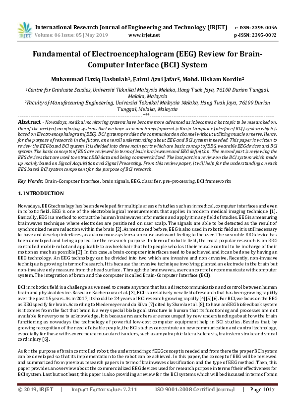 (PDF) Fundamental of Electroencephalogram (EEG) Review for Brain ...