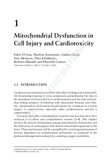 (PDF) Mitochondrial Dysfunction in Cell Injury and Cardiotoxicity
