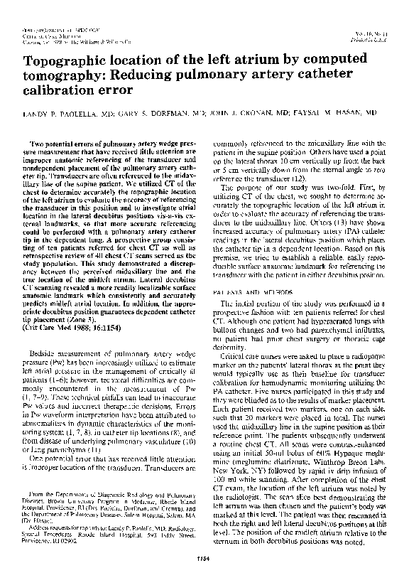 (PDF) Topographic location of the left atrium by computed tomography