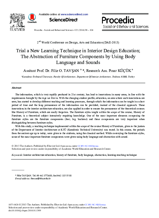 (PDF) Trial a New Learning Technique in Interior Design Education; The ...