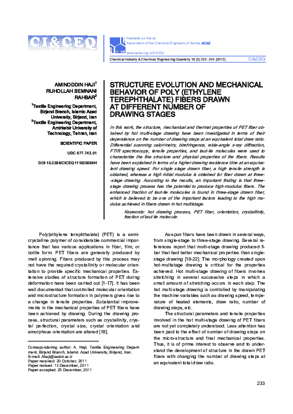 (PDF) Structure evolution and mechanical behavior of poly(ethylene ...