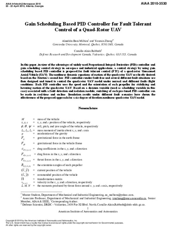 (PDF) Gain Scheduling Based PID Controller for Fault Tolerant Control ...