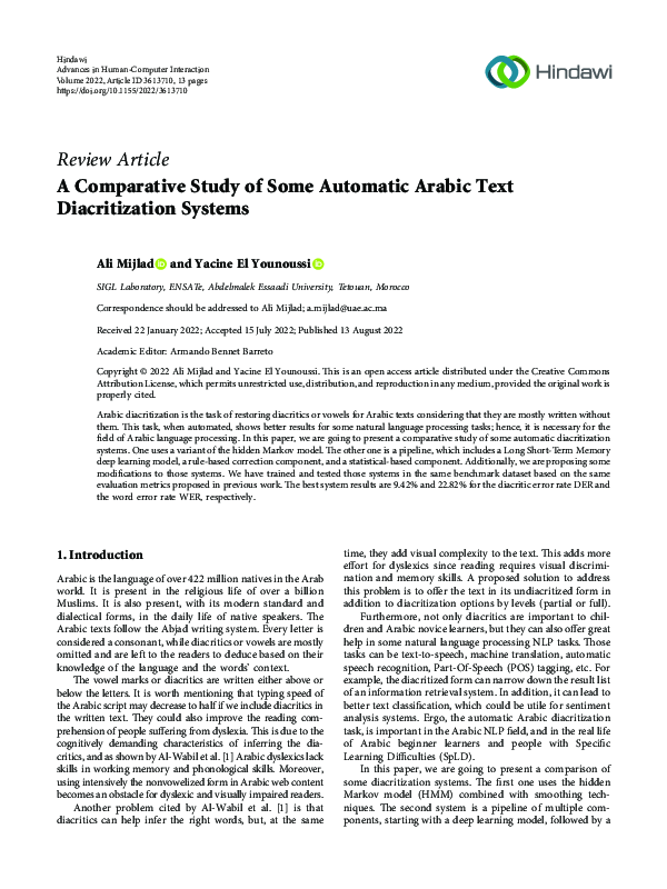 (PDF) A Comparative Study of Some Automatic Arabic Text Diacritization ...