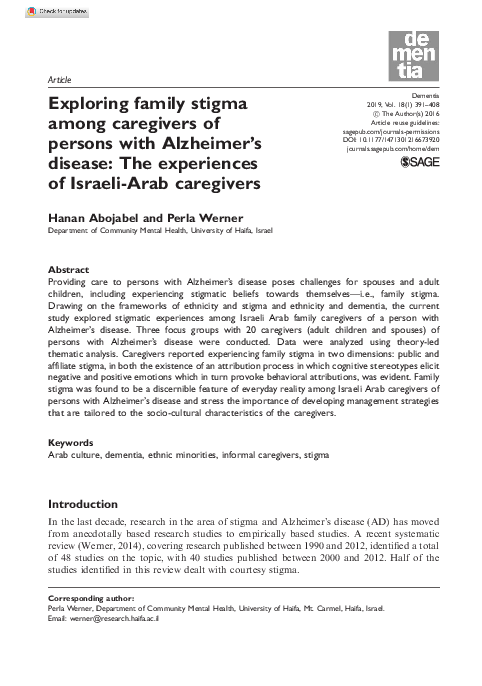 (PDF) Exploring family stigma among caregivers of persons with ...