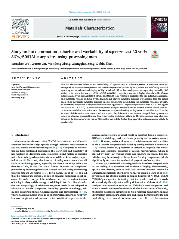 (PDF) Study on hot deformation behavior and workability of squeeze-cast ...
