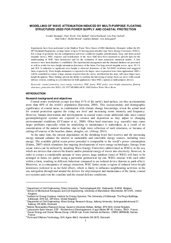 (PDF) Modelling of Wave Attenuation Induced by Multi-Purpose Floating ...