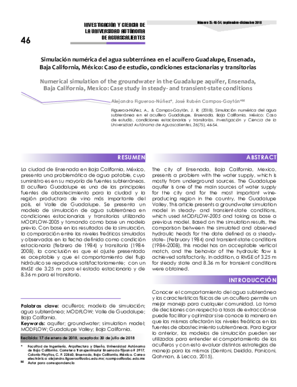 (PDF) Simulación numérica del agua subterránea en el acuífero Guadalupe ...