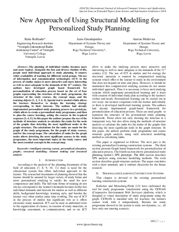 (PDF) New Approach of Using Structural Modelling for Personalized Study ...