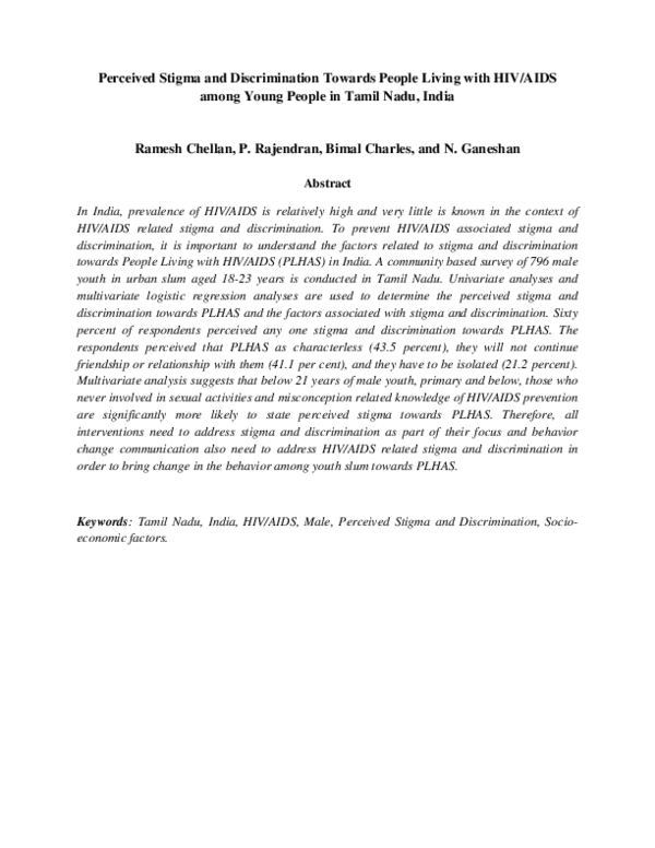 (PDF) Perceived stigma and discrimination towards people living with ...