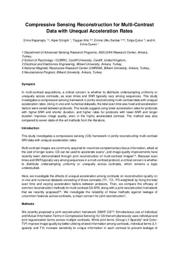 (PDF) Compressive Sensing Reconstruction for Multi-Contrast Data with ...