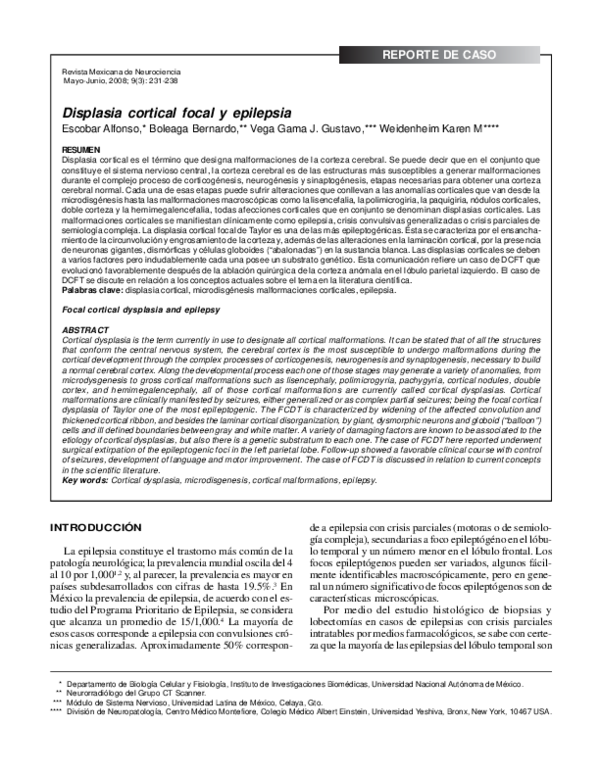 (PDF) Focal cortical dysplasia and epilepsy