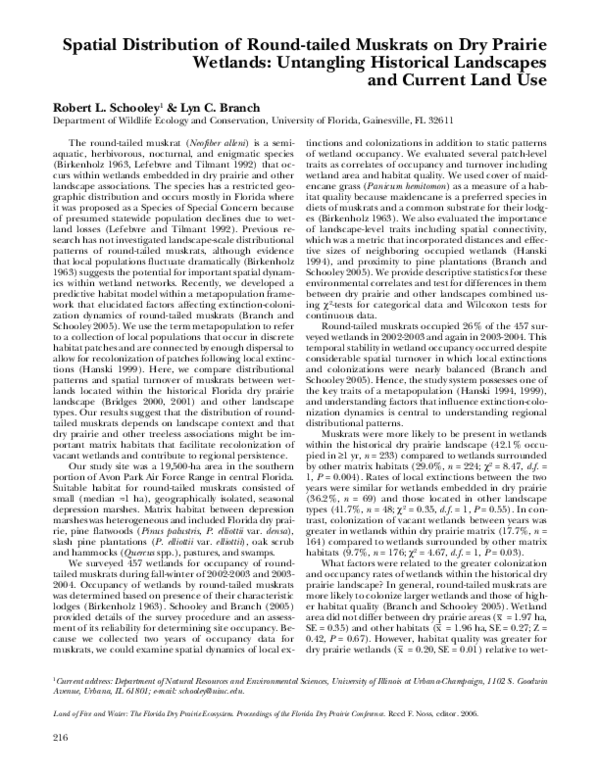 (PDF) Spatial Distribution of Round-tailed Muskrats on Dry Prairie ...