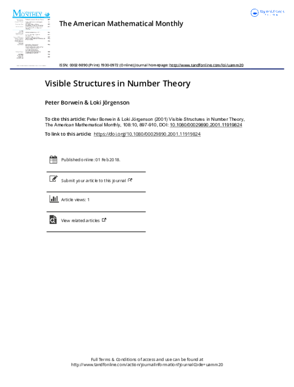 (PDF) Visible Structures in Number Theory