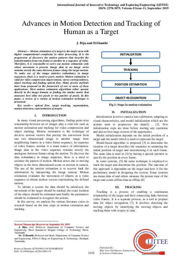 (PDF) Advances in Motion Detection and Tracking of Human as a Target