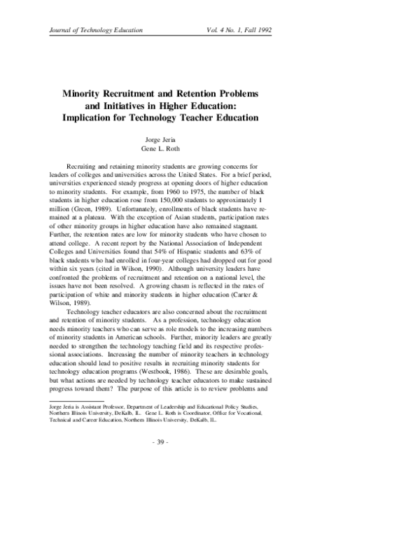 (PDF) Minority Recruitment and Retention Problems and Initiatives in ...