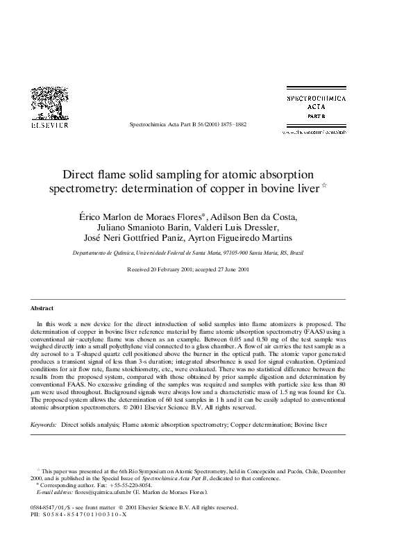 (PDF) Direct flame solid sampling for atomic absorption spectrometry ...