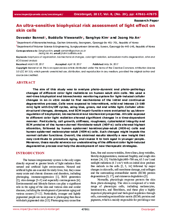 (PDF) An ultrasensitive biophysical risk assessment of light effect on