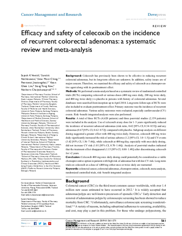 (PDF) Efficacy and safety of celecoxib on the incidence of recurrent ...