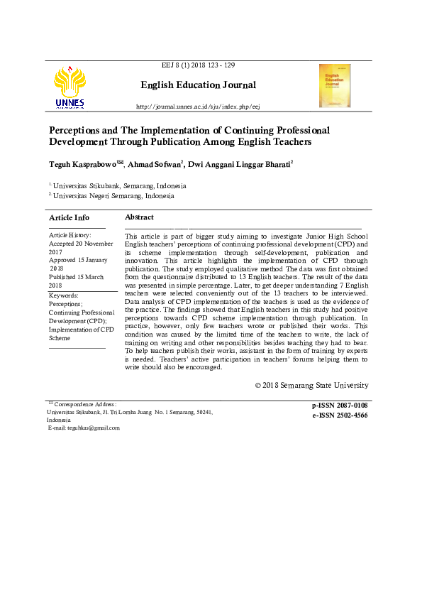 (PDF) Perceptions and The Implementation of Continuing Professional ...