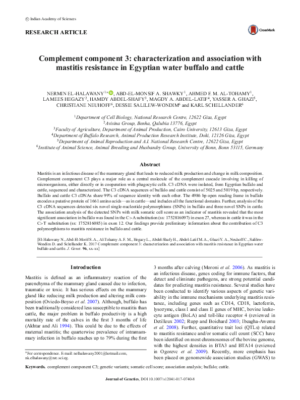 (PDF) Complement component 3: characterization and association with ...