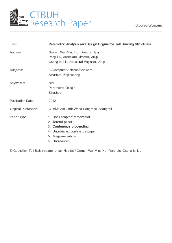 (PDF) Parametric Analysis and Design Engine for Tall Building Structures
