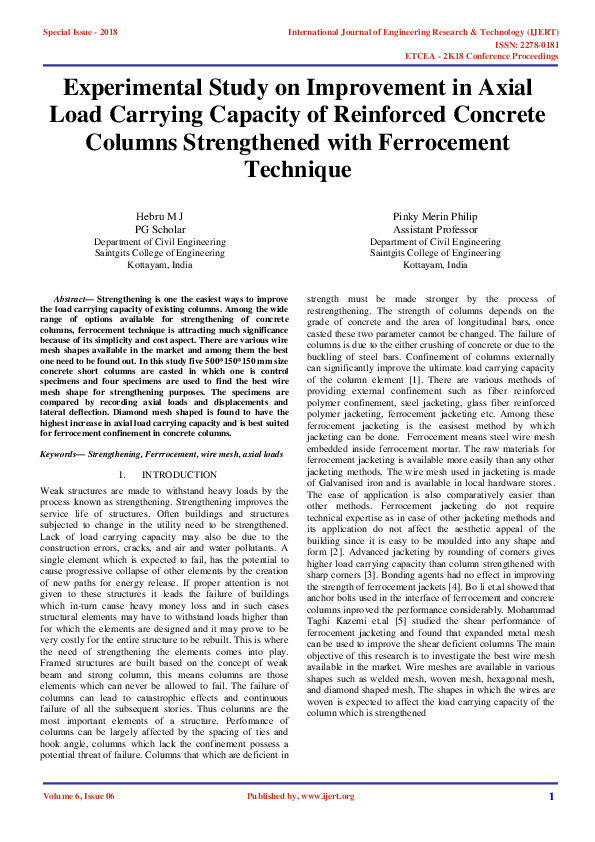 (PDF) Experimental Study on Improvement in Axial Load Carrying Capacity ...